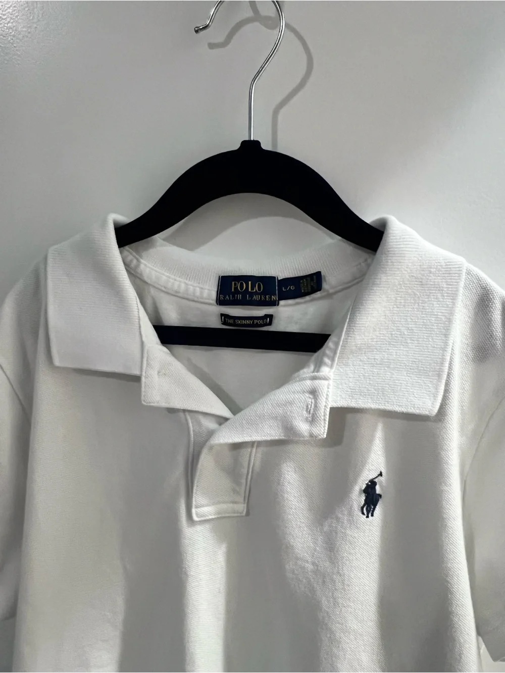 EUC- Ralph Lauren White Polo Shirt with Navy Pony